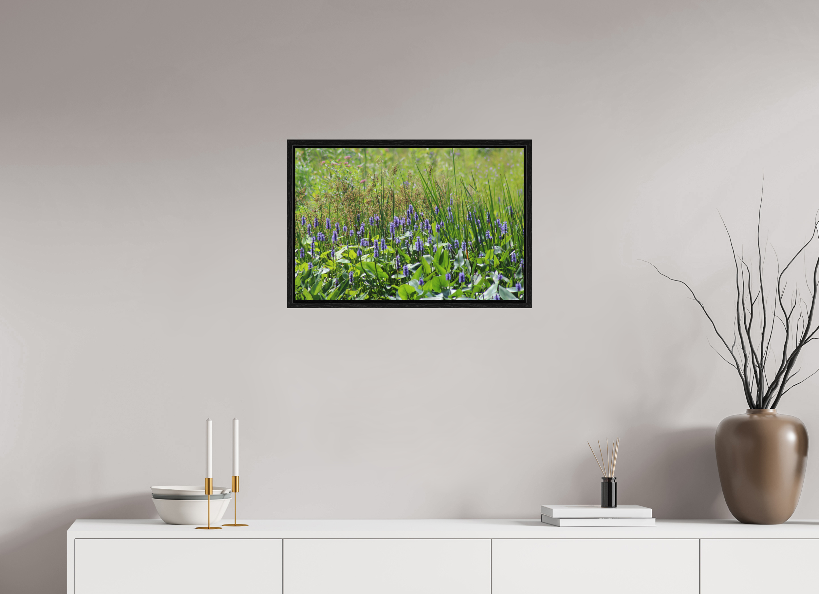24 x 16″, Floater Frame Pickeralweed pond