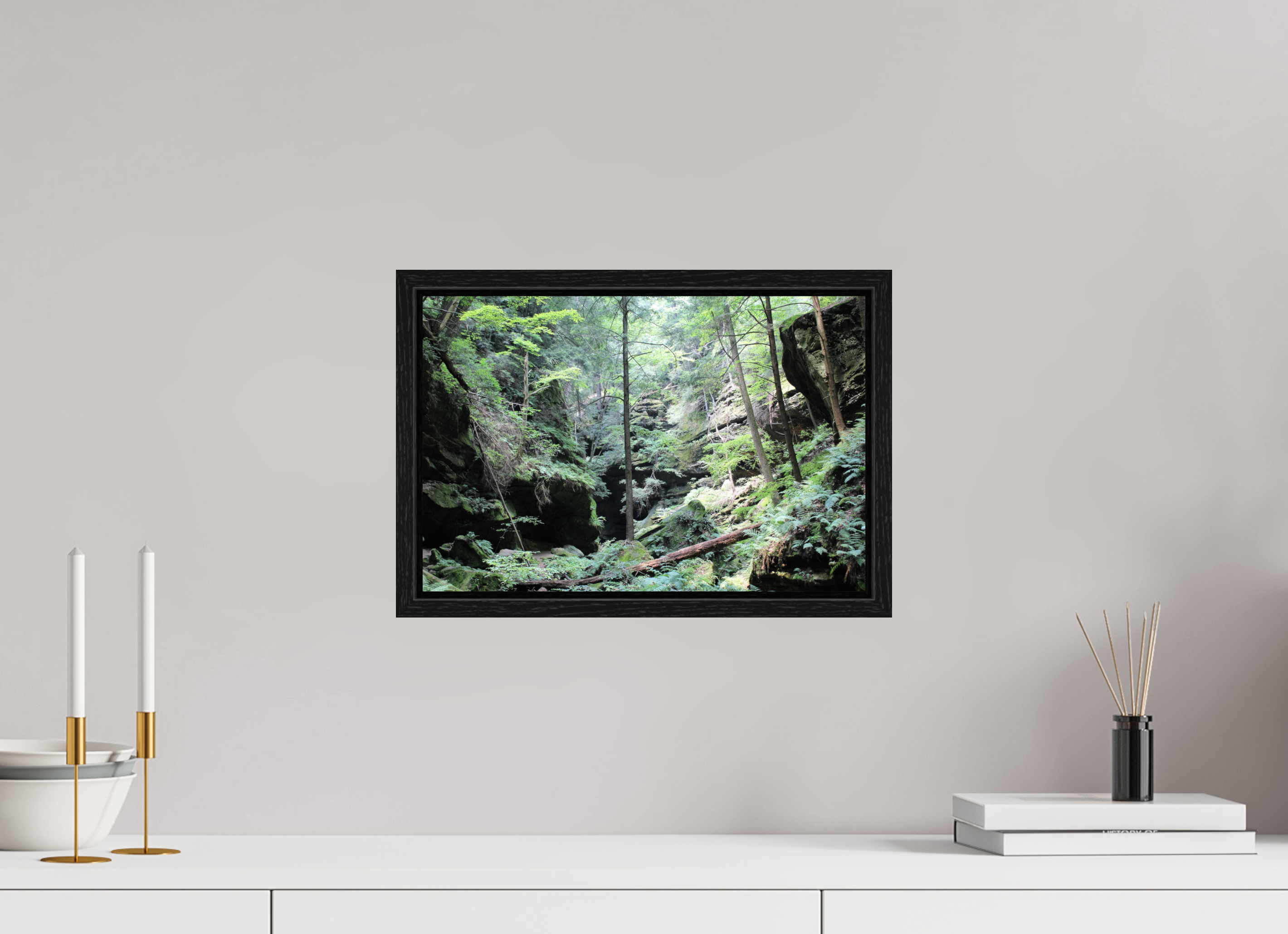 15 x 10″, Floater Frame Woodland trek