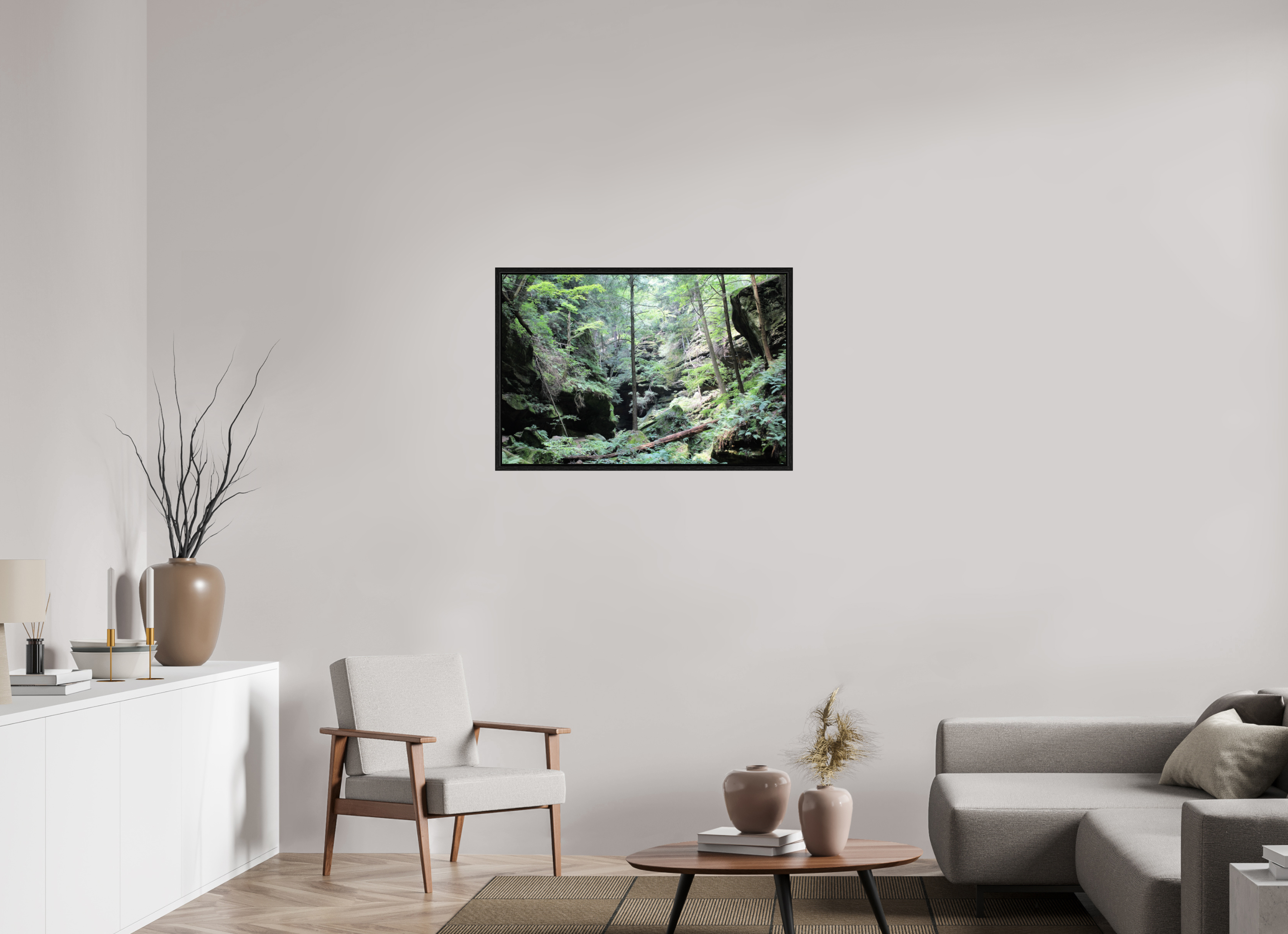 36 x 24″, Floater Frame Woodland trek
