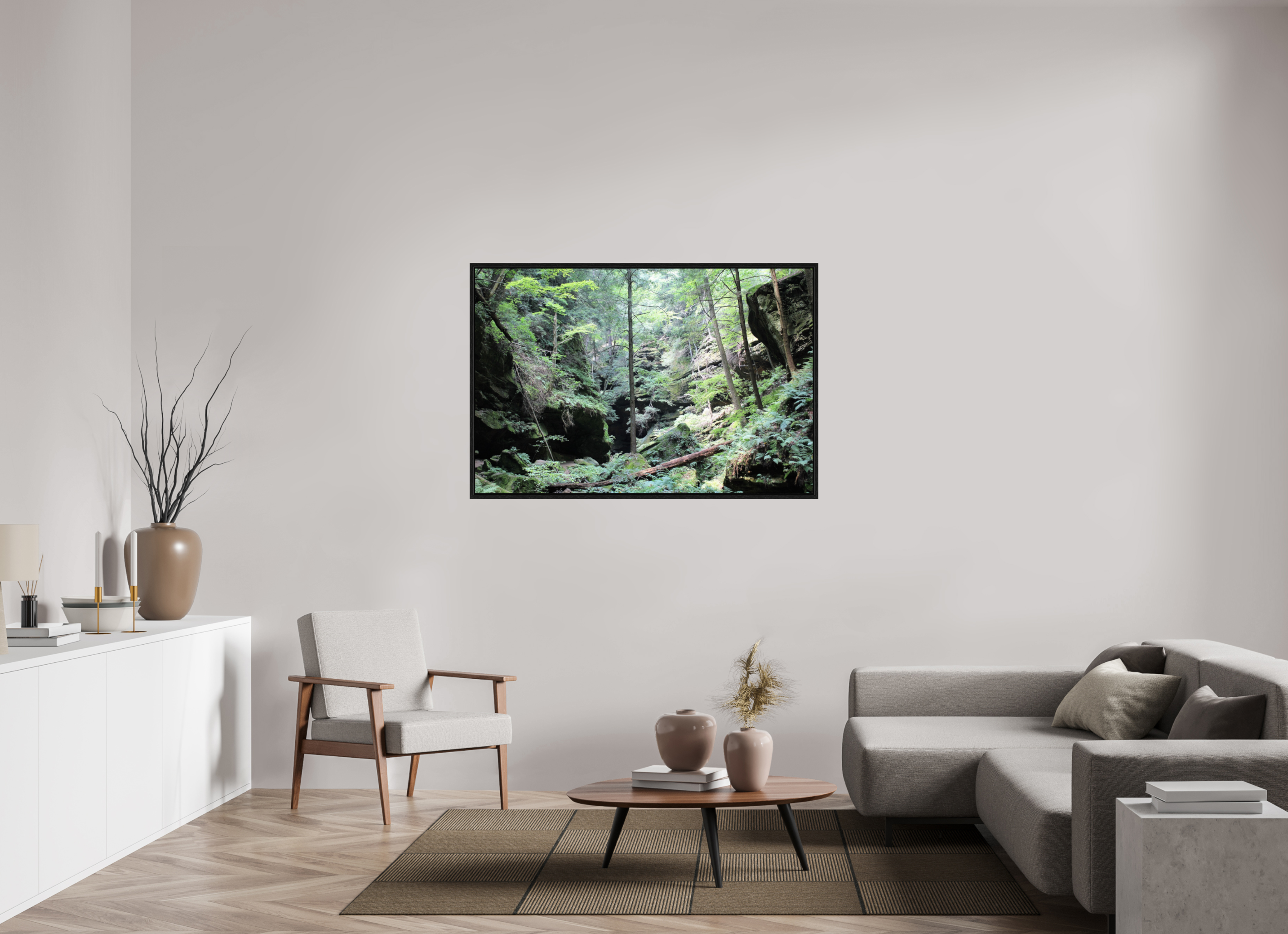 54 x 36″, Floater Frame Woodland trek