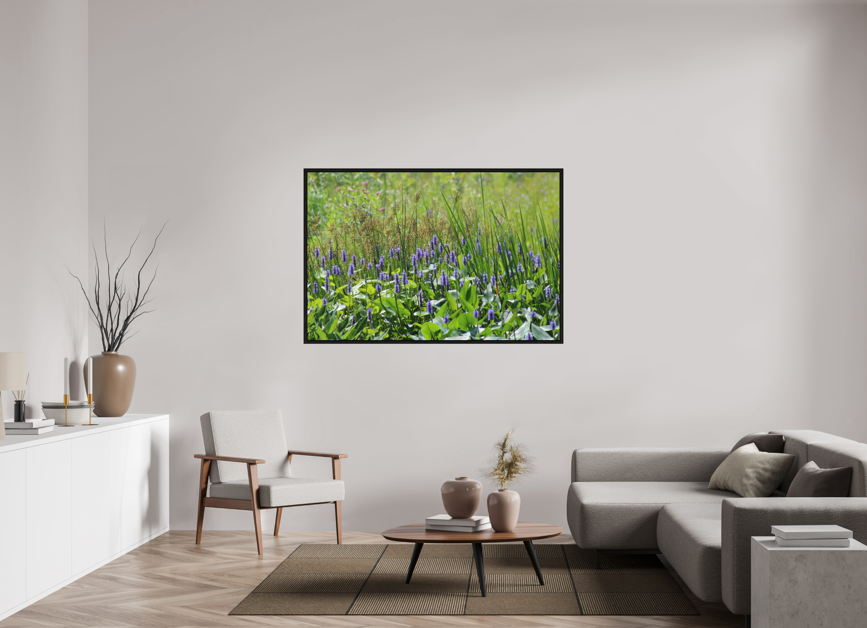 60 x 40″, Floater Frame Pickeralweed pond