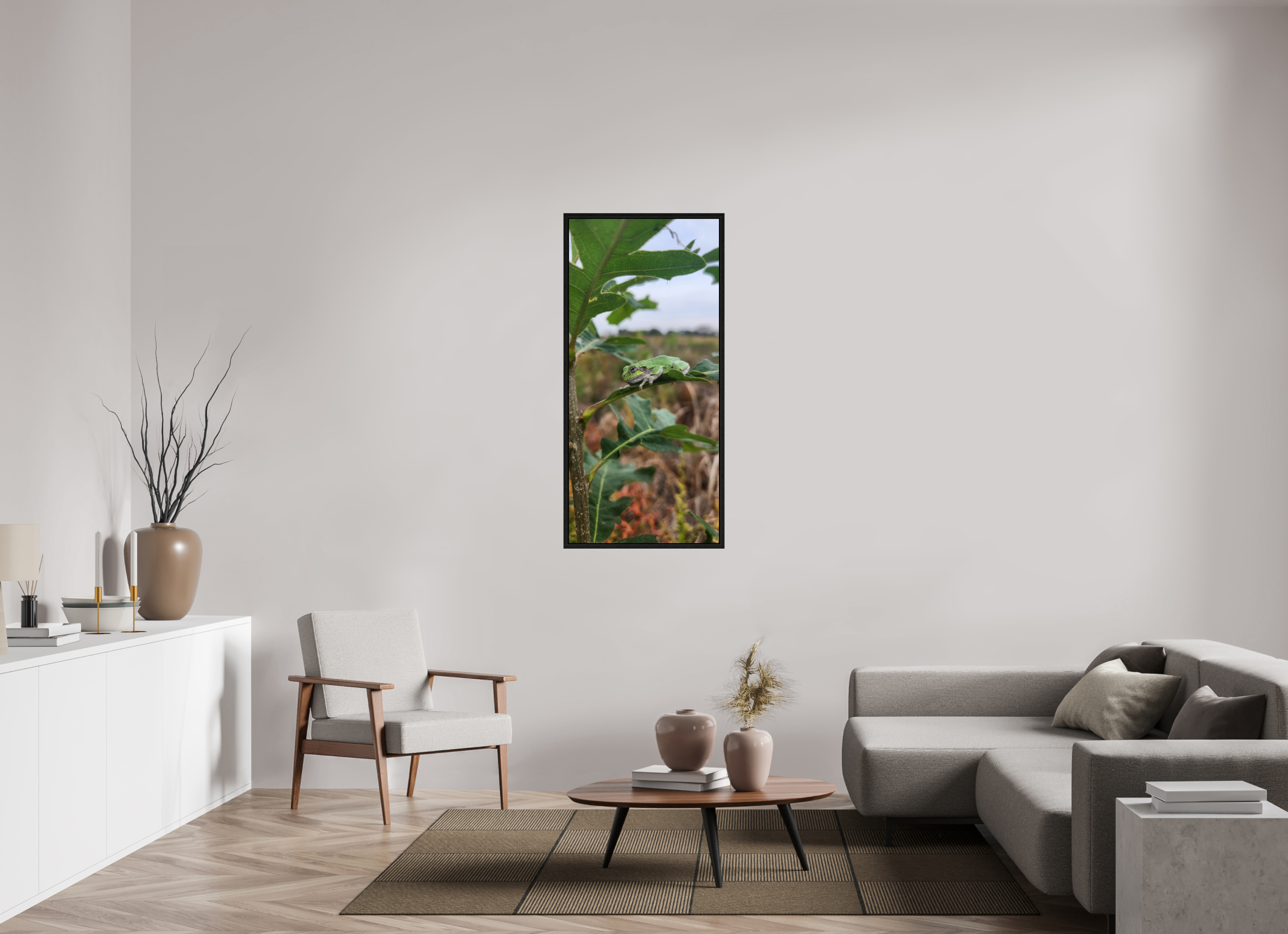 24 x 51.9″, Floater Frame Grey treefrog