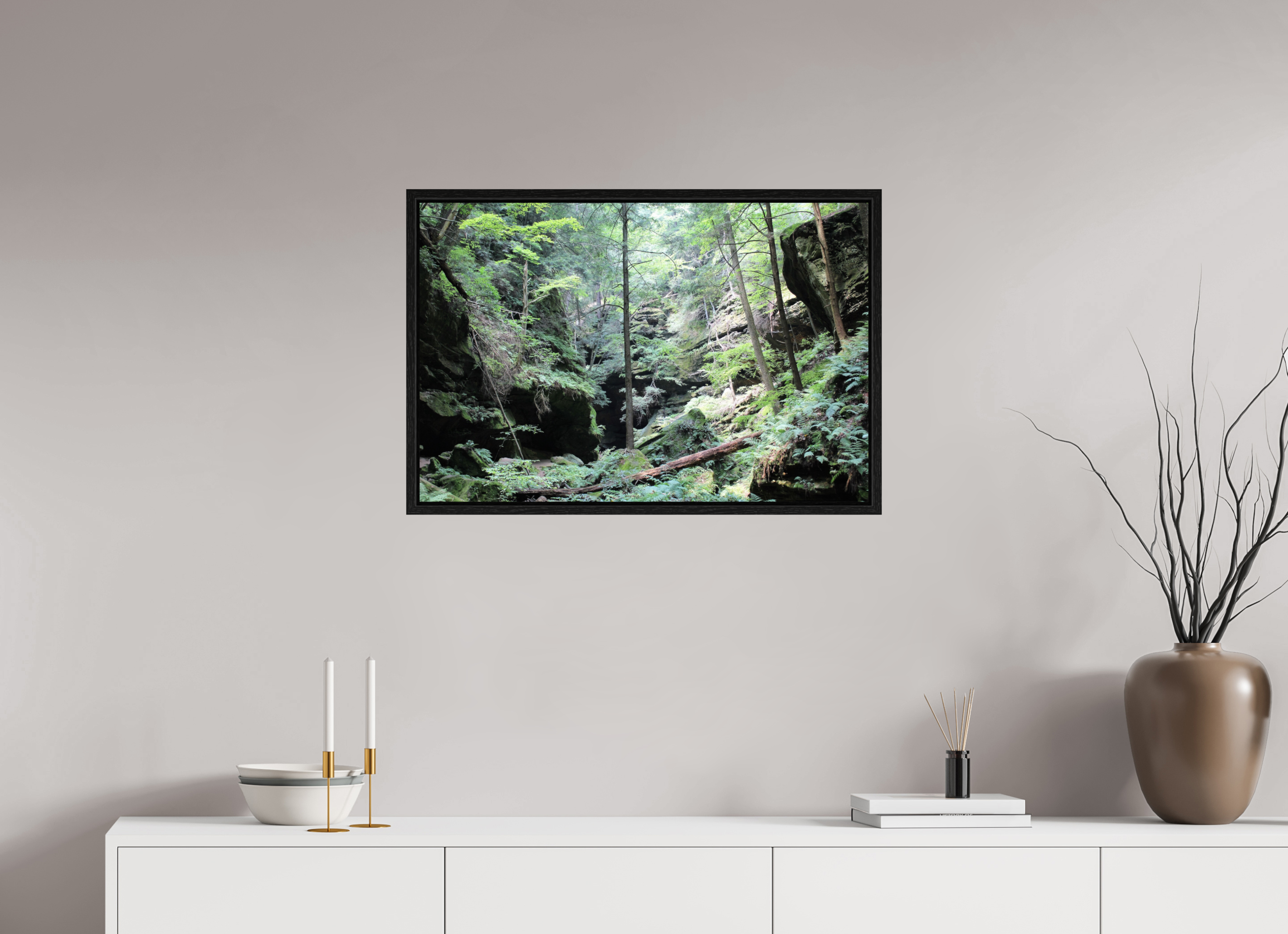 30 x 20″, Floater Frame Woodland trek
