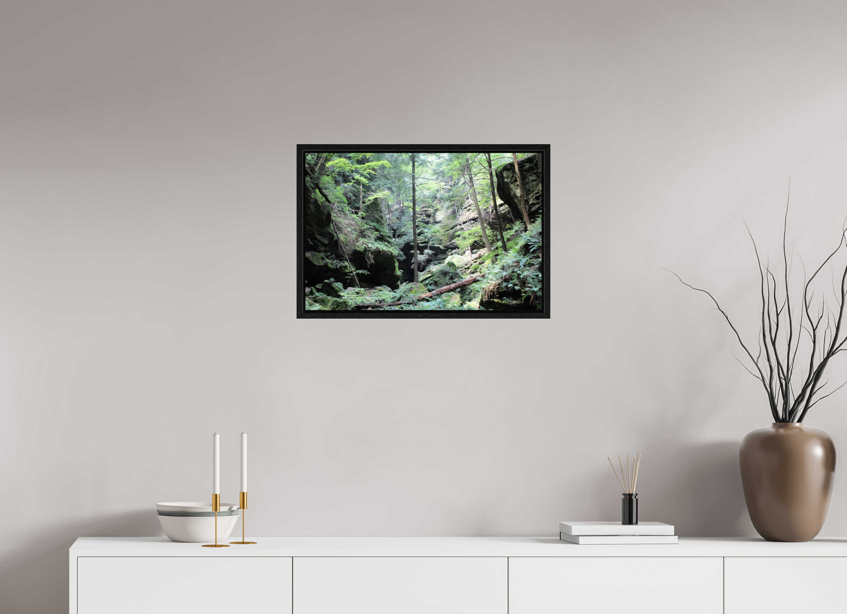 24 x 16″, Floater Frame Woodland trek