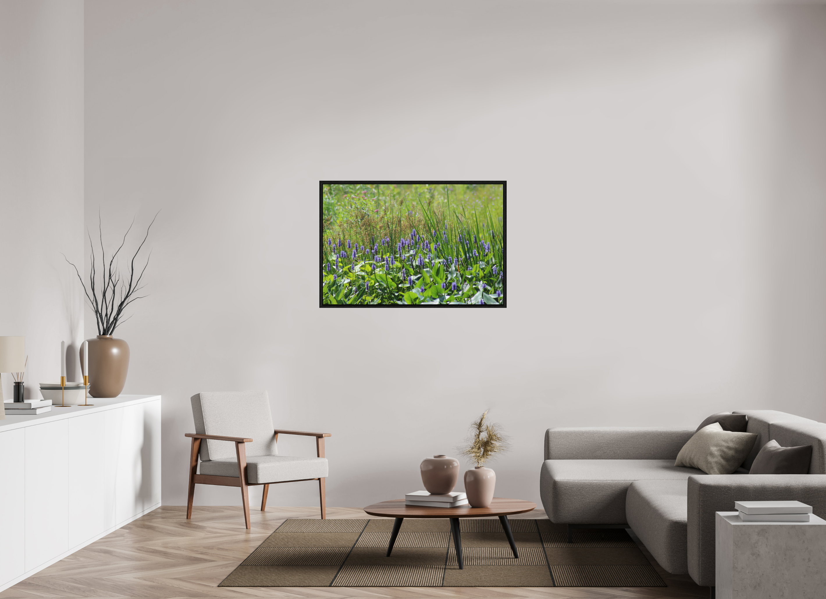45 x 30″, Floater Frame Pickeralweed pond